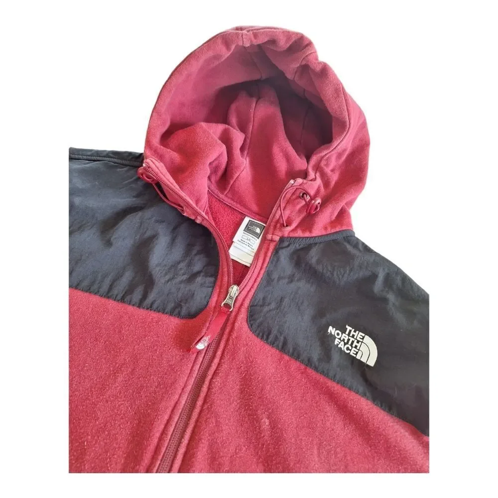 THE NORTH FACE Full Zip Hoodie L Red Maroon Mens Large